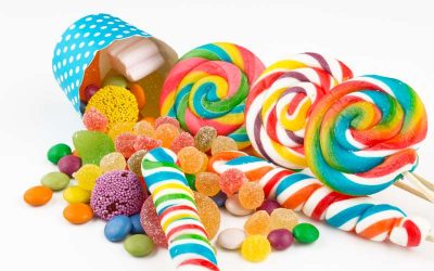 Wartość energetyczna i zawartość wybranych składników odżywczych w słodyczach bez i z dodatkiem cukrów.