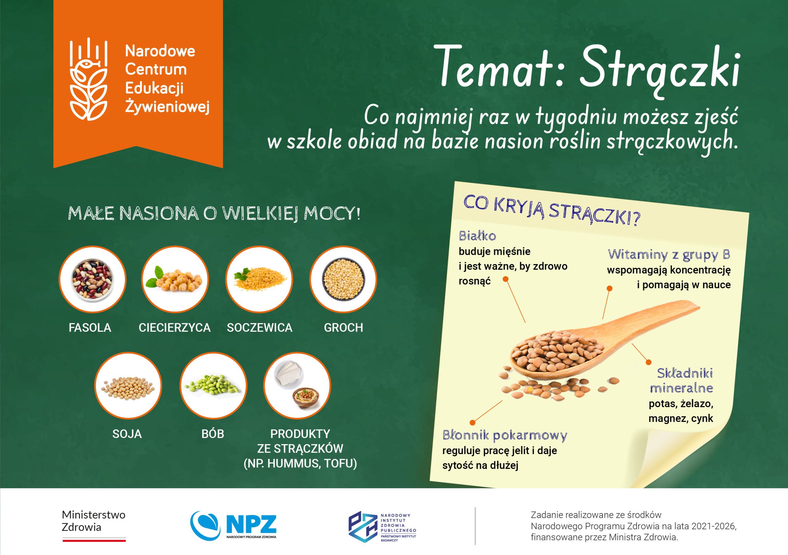 Narodowe Centrum Edukacji Żywieniowej | Plakat edukacyjny „Strączki” dla uczniów szkół podstawowych